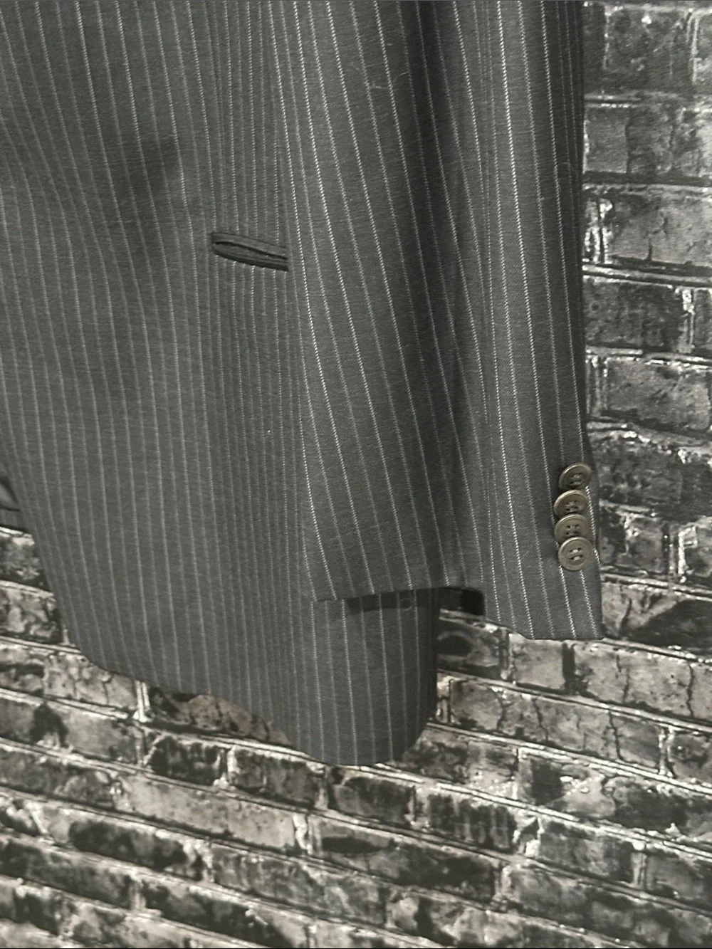 Armani Collezioni Charcoal Gray Pinstripe Black Suit Jacket
